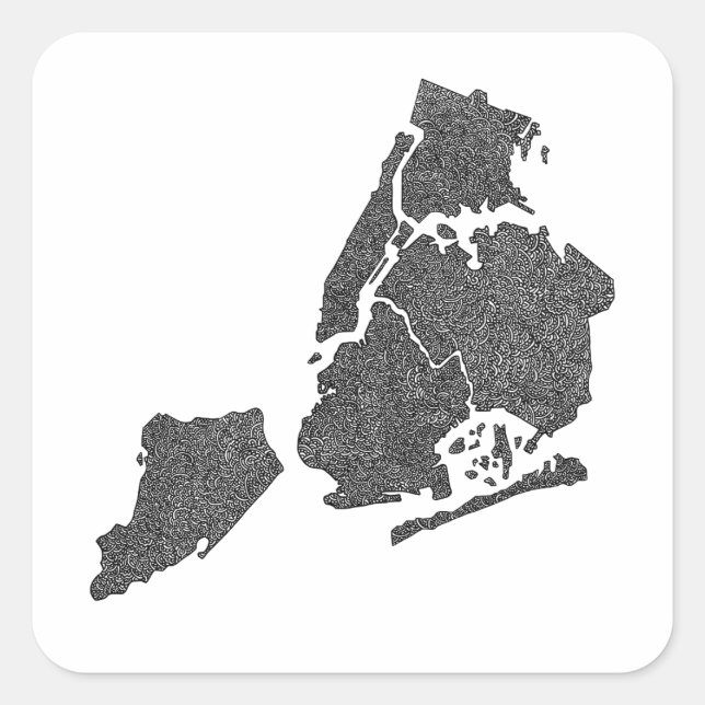 Stadtplan von New York Quadratischer Aufkleber (Vorderseite)