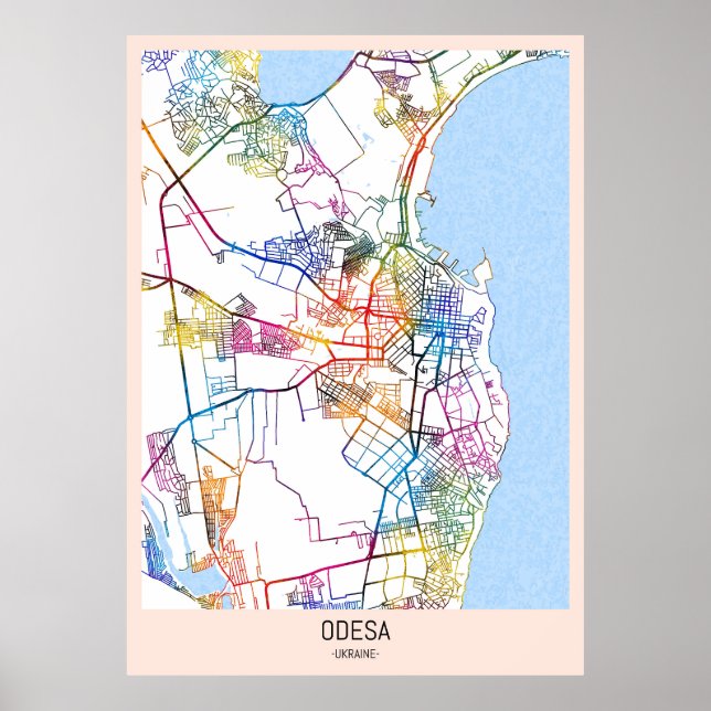 Stadtplan von Odessa Ukraine Poster (Vorne)