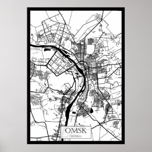 Stadtplan von Omsk Russland Poster