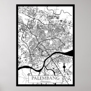 Stadtplan von Palembang Indonesien Poster