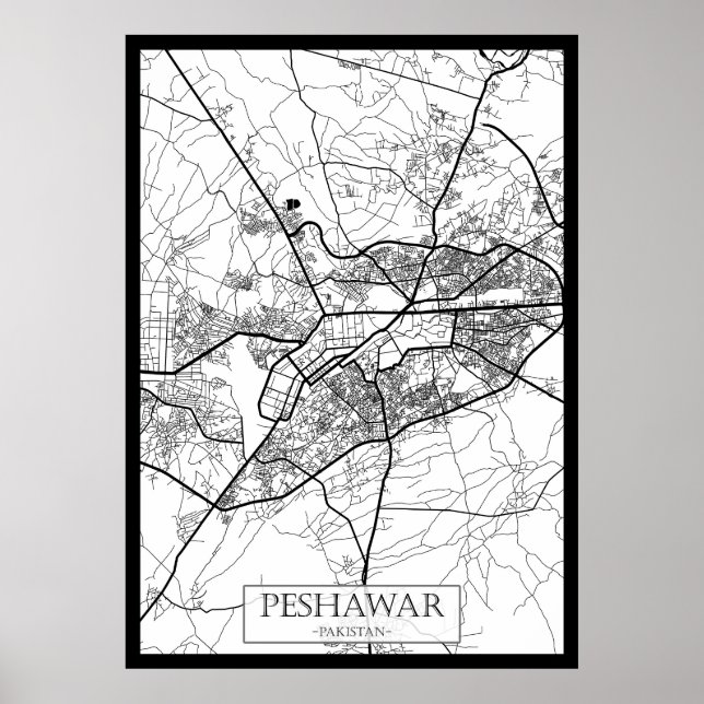 Stadtplan von Peshawar Pakistan Poster (Vorne)