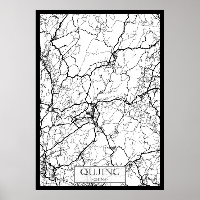 Stadtplan von Qujing China Poster (Vorne)