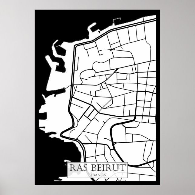 Stadtplan von Ras Beirut Libanon Poster (Vorne)