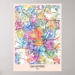 Stadtplan von San Antonio USA Poster