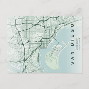Stadtplan von San Diego Minimal Postkarte