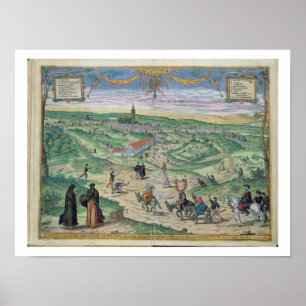 Stadtplan von Sevilla, von 'Civitates Orbis Terrar Poster