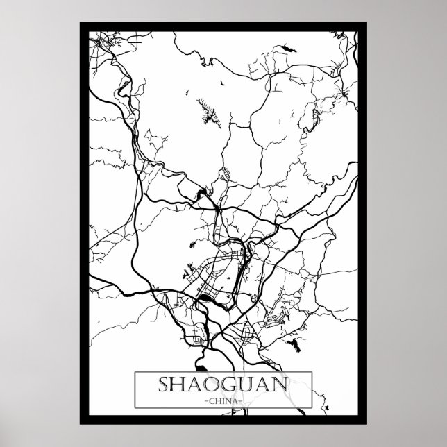 Stadtplan von Shaoguan, China Poster (Vorne)