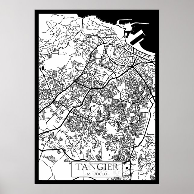 Stadtplan von Tanger Marokko Poster (Vorne)