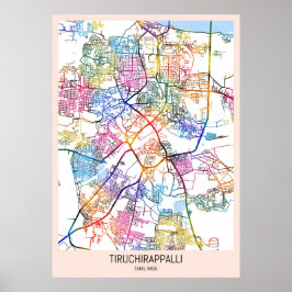 Stadtplan von Tiruchirappalli Tamil Nadu Poster