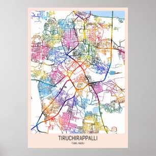 Stadtplan von Tiruchirappalli Tamil Nadu Poster
