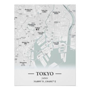 Stadtplan von Tokio, Japan im klassischen Stil Poster