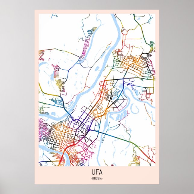 Stadtplan von Ufa Russland Poster (Vorne)