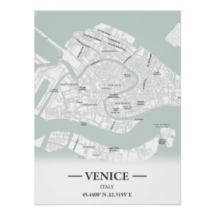 Stadtplan von Venedig im klassischen Stil, Italien Poster