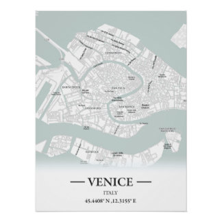 Stadtplan von Venedig im klassischen Stil, Italien Poster