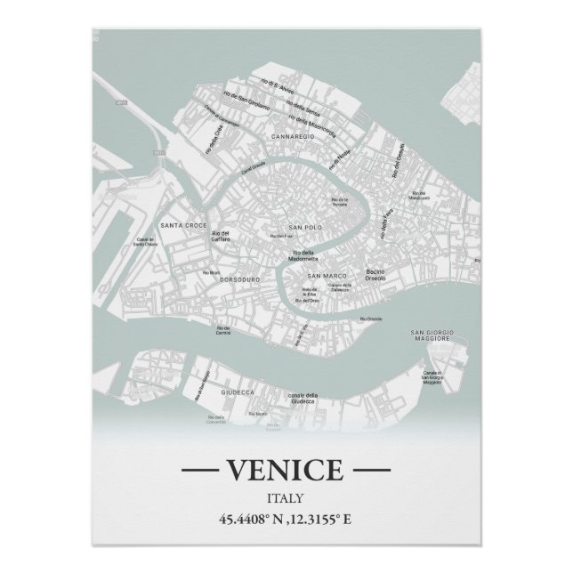 Stadtplan von Venedig im klassischen Stil, Italien Poster (Vorderseite)