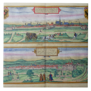 Stadtplan von Wien und von Buda, von 'Civitates Fliese