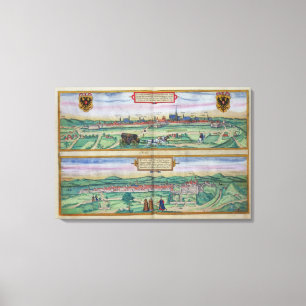 Stadtplan von Wien und von Buda, von 'Civitates Leinwanddruck