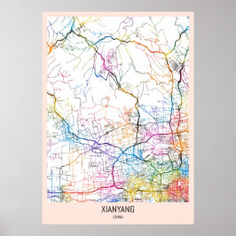 Stadtplan von Xianyang, China Poster