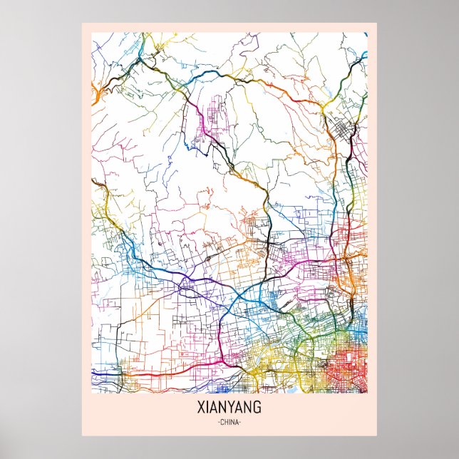 Stadtplan von Xianyang, China Poster (Vorne)