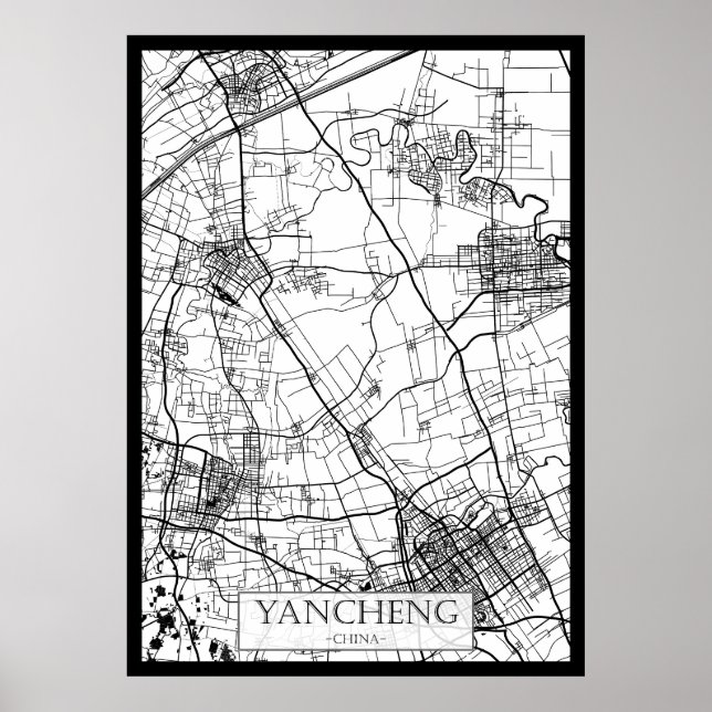 Stadtplan von Yancheng China Poster (Vorne)