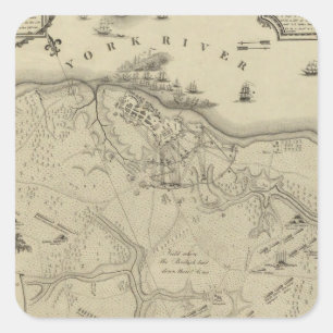 Stadtplan von York in Virginia und dem angrenzende Quadratischer Aufkleber