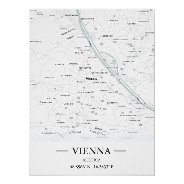 Stadtplan Wien, Österreich im klassischen Stil Poster (Vorderseite)