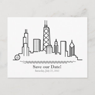StadtSkyline Chicagos Save the Date Ankündigungspostkarte