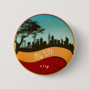 Stadtskyline-Retro Vintager Knopf New York NYC Button