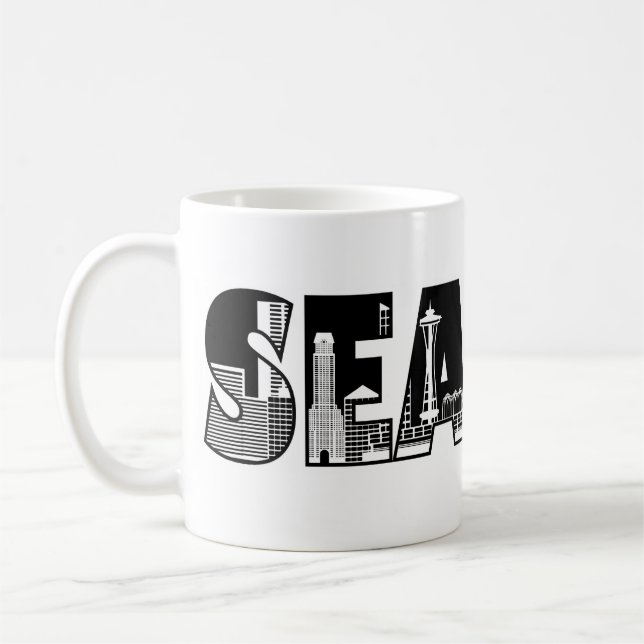 Stadtskyline-Silhouette-Tasse Seattles Washington Kaffeetasse (Links)