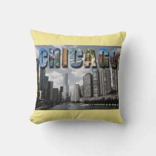 Stadtskyline-Wolkenkratzer-Foto Chicagos Illinois Kissen