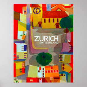 Stadtstraßen von Zürich, Schweiz. Areale Sicht Poster