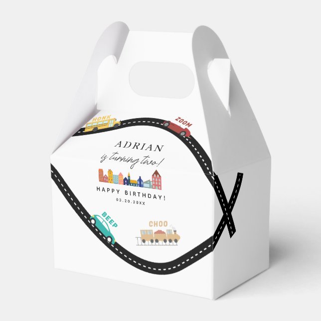 Stadttransportfahrzeuge LKW Zweiter Geburtstag Geschenkschachtel (Vorderseite)