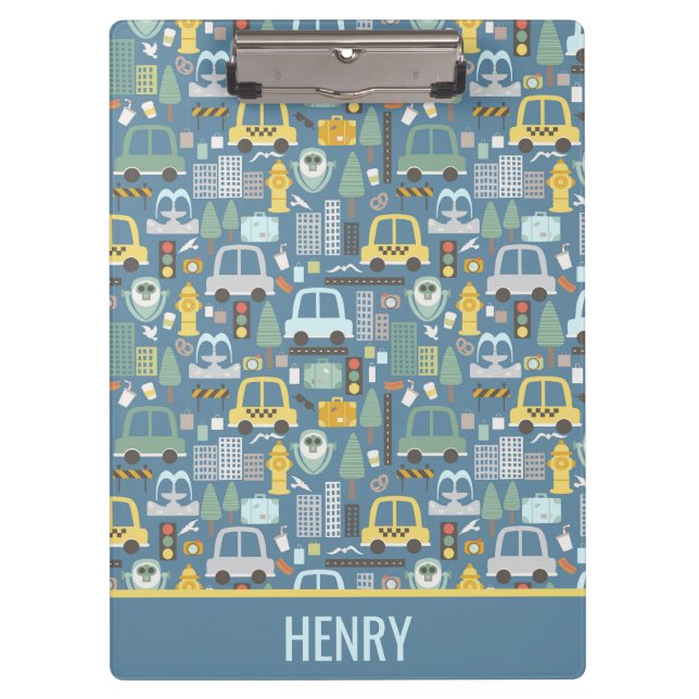 Stadtverkehr Kinder Personalisiert Klemmbrett (Vorderseite)
