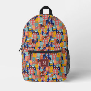 Stadtviertel Häuser Muster Bedruckter Rucksack