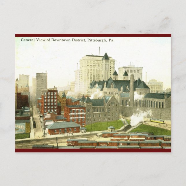 Stadtzentrum, Pittsburgh 1915 Vintag Postkarte (Vorderseite)