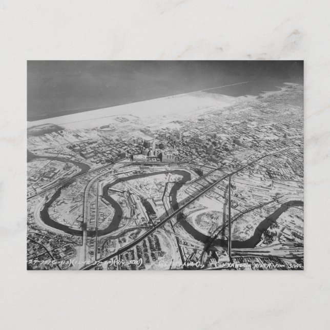 Stadtzentrum von Cleveland im Jahr 1937 Postkarte (Vorderseite)