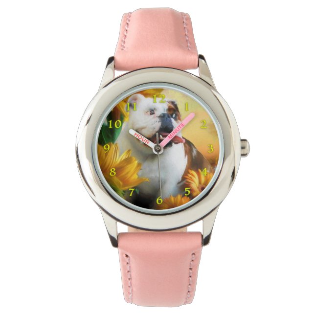 Stafashire Bull Terrier Smile Botschafter Armbanduhr (Vorderseite)