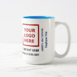 Staff Employee Personalized Name Logo Website Zweifarbige Tasse<br><div class="desc">Make your own modern custom business promotional mug for your staff employees, complete with your business logo, company name, and website address. Upload your logo to replace the image you see now on this mug (an image where you can read the text "Your Logo Here"), and personalize the business name,...</div>