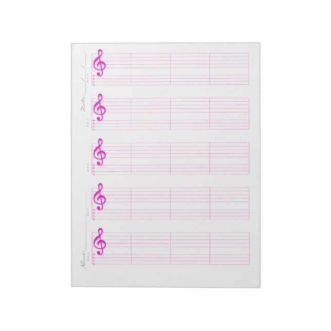 Staff & Ukulele Tab Paper – Printable Template Notizblock (Rotiert)