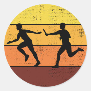 Staffellauf Athlet Leichtathletik Laufen Runder Aufkleber