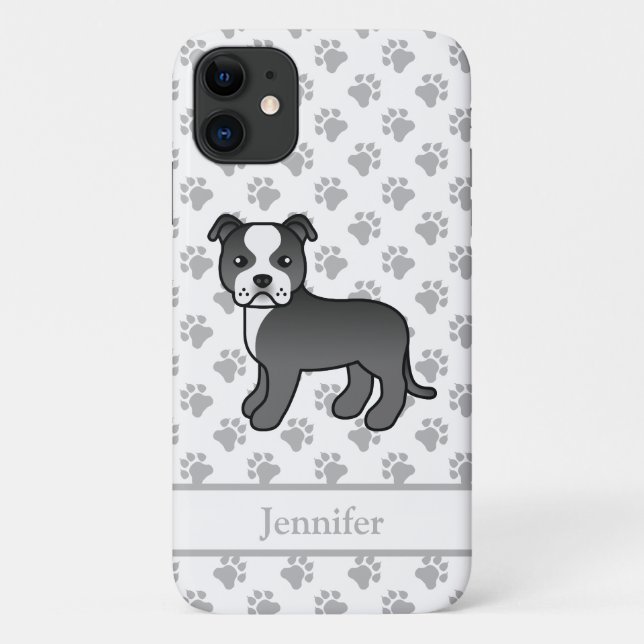 Staffie Dog & Name Case-Mate iPhone Hülle (Rückseite)
