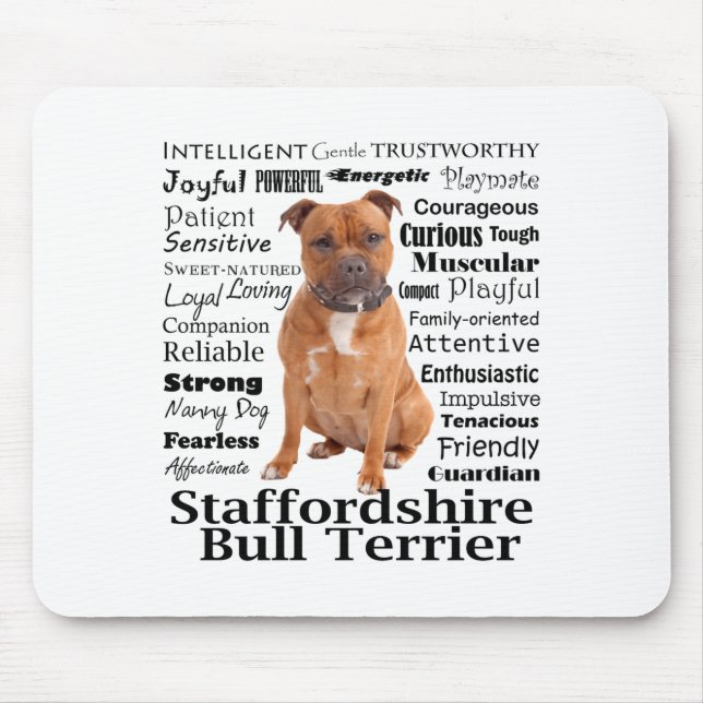 Staffie-Merkmale T-Shirt  Mousepad (Vorne)