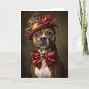 Staffie Weihnachtskarte Elegante viktorianische Hu Feiertagskarte