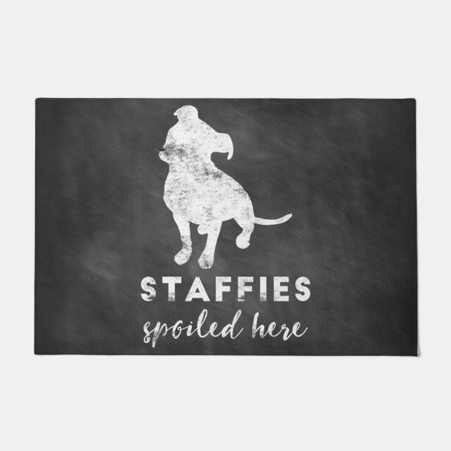 Staffies verdarb hier Vintage Tafel Fußmatte (Vorderseite)