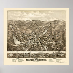 Stafford Springs, CT Panoramic Map - 1878 Poster