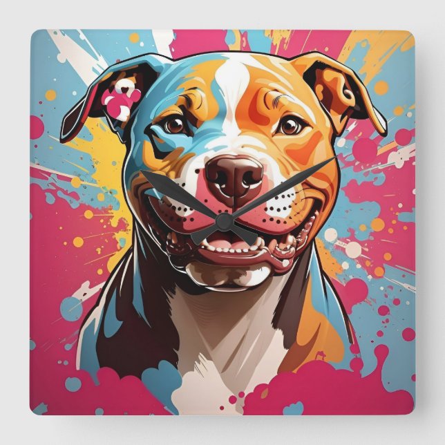 Staffordshire Birthday Fun Quadratische Wanduhr (Vorderseite)