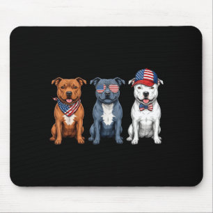 Staffordshire Bull Terrier 4. Juli Flagge Hund Mousepad