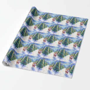 Staffordshire Bull Terrier auf einer Weihnachtsbau Geschenkpapier