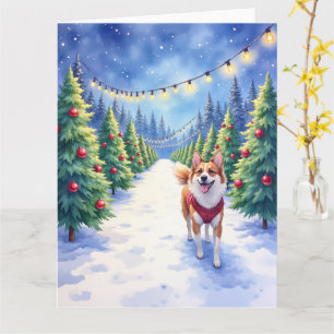 Staffordshire Bull Terrier auf einer Weihnachtsbau Karte