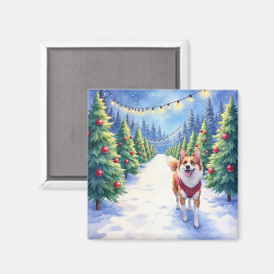 Staffordshire Bull Terrier auf einer Weihnachtsbau Magnet